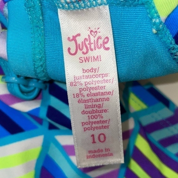 Justice Swim Bikini Set Geometric Ruffled Front - Picture 3 of 3